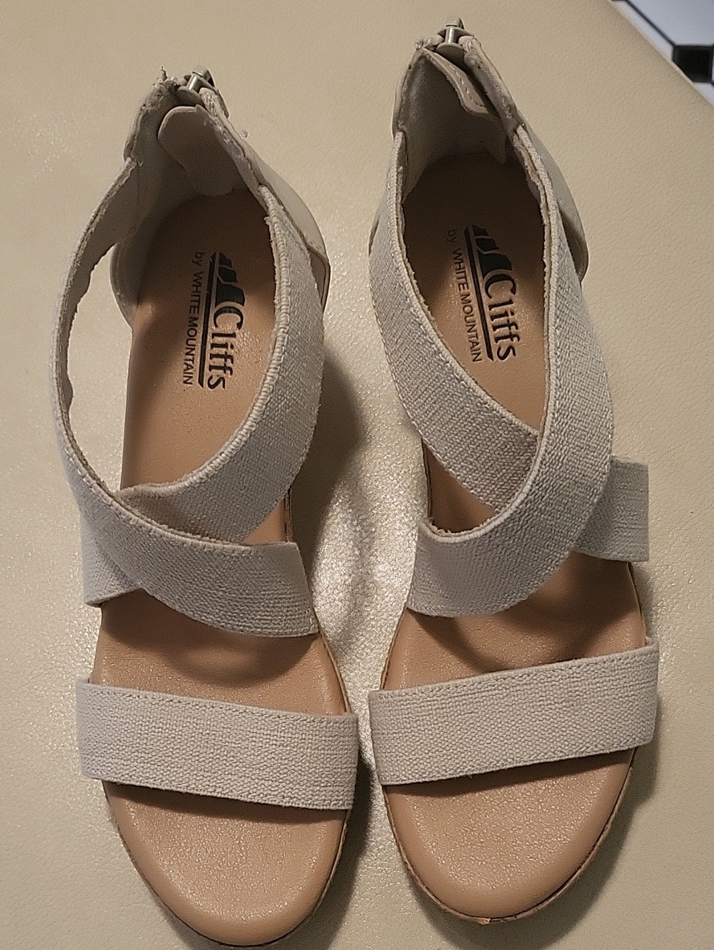 Cliffs by WHITE MOUNTAIN Neutral Tan Cross-Strap Sandals